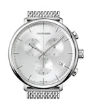 Calvin Klein High Noon Silver Dial Silver Mesh Bracelet Watch for Men - K8M27126