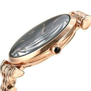 Emporio Armani Gianni T-Bar Black Dial Rose Gold Strap Watch For Women - AR11145