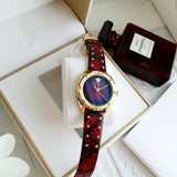 Versace Shadov Quartz Red Dial Red Leather Strap Watch for Women - VEBM00918