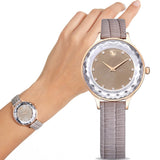 Swarovski Octea Nova Beige Dial Grey Leather Strap Watch for Women - 5649999