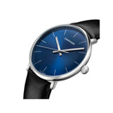 Calvin Klein High Noon Quartz Blue Dial Black Leather Strap Watch for Men - K8M211CN