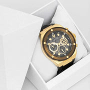 Guess Poseidon Chronograph Black Dial Black Silicone Strap Watch For Men - GW0425G1