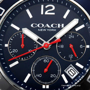 Coach Kent Chronograph Blue Dial Silver Steel Strap Watch for Men - 14602555