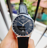 Jam Tangan Pria Tissot Chemin Des Tourelles Powermatic 80 Black Dial Black Leather Strap - T099.407.16.058.00