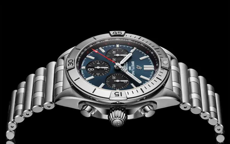 Breitling Chronomat B01 42mm Blue Dial Silver Steel Strap Watch for Men - AB0134101C1A1