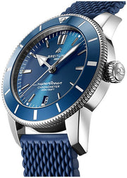 Breitling Superocean Heritage II B20 44mm Blue Dial Blue Rubber Strap Mens Watch - AB2030161C1S1