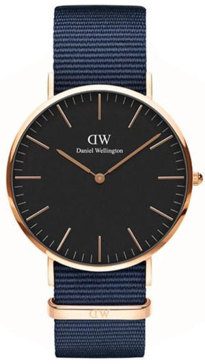 Daniel Wellington Classic Bayswater Black Dial Black NATO Strap Watch For Men - DW00100277