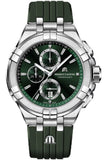 Maurice Lacroix Aikon Chronograph Green Dial Green Rubber Strap Watch for Men  - AI1018-SS000-630-5