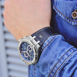 Maurice Lacroix Aikon Chronograph Blue Dial Blue Leather Strap Watch for Men - AI1018-SS001-430-1