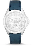 Fossil Cecile White Dial Blue Leather Strap Watch for Women - AM4531