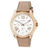 Fossil Cecile White Dial Sand Leather Strap Watch for Women - AM4532