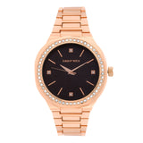 Michael Kors Lennox Three-Hand Black Dial Rose Gold Steel Strap Watch For Women - MK7233