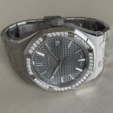 Audemars Piguet Royal Oak 50th Anniversary Diamonds Grey Dial Silver Steel Strap Watch for Men - 15551ST.ZZ.1356ST.03