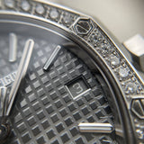 Audemars Piguet Royal Oak 50th Anniversary Diamonds Grey Dial Silver Steel Strap Watch for Men - 15551ST.ZZ.1356ST.03