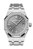 Audemars Piguet Royal Oak 50th Anniversary Diamonds Grey Dial Silver Steel Strap Watch for Men - 15551ST.ZZ.1356ST.03