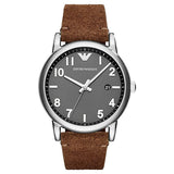 Emporio Armani Luigi Quartz Gray Dial Brown Leather Strap Watch For Men - AR11070