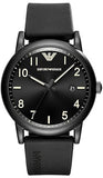 Emporio Armani Luigi Quartz Black Dial Black Silicon Strap Watch For Men - AR11071