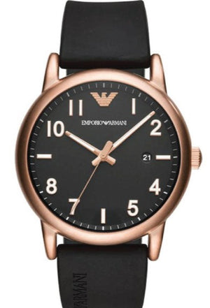 Emporio Armani Luigi Quartz Black Dial Black Rubber Strap Watch For Men - AR11097