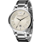 Emporio Armani Classic Quartz White Dial Silver Steel Strap Watch For Men - AR2430