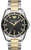 Emporio Armani Quartz Black Dial Two Tone Steel Strap Watch For Men - AR80017