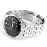 Emporio Armani Chronograph Black Dial Silver Steel Strap Watch For Men - AR11017