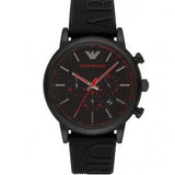 Emporio Armani Luigi Chronograph Black Dial Black Rubber Strap Watch For Men - AR11024