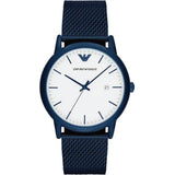 Emporio Armani Luigi Quartz White Dial Blue Mesh Bracelet Watch For Men - AR11025