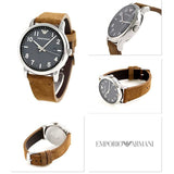 Emporio Armani Luigi Quartz Gray Dial Brown Leather Strap Watch For Men - AR11070