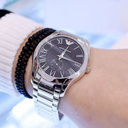 Emporio Armani Valente Quartz Black Dial Silver Steel Strap Watch For Men - AR11086