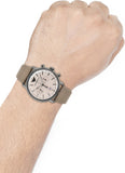 Emporio Armani Aviator Chronograph Quartz Grey Dial Beige Leather Strap Watch For Men - AR11107