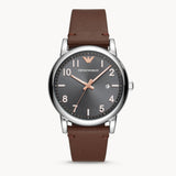 Emporio Armani Luigi Quartz Grey Dial Brown Leather Strap Watch For Men - AR11175