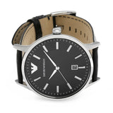 Emporio Armani Renato Analog Black Dial Black Leather Strap Watch For Men - AR11186