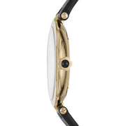 Emporio Armani Arianna Analog Silver Dial Black Leather Strap Watch For Women - AR11200