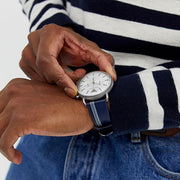 Emporio Armani Aviator Silver Dial Two Tone Leather Strap Watch for Men - AR11202