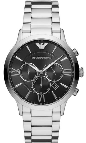 Emporio Armani Giovanni Chronograph Black Dial Silver Steel Strap Watch For Men - AR11208