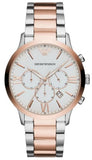 Emporio Armani Giovanni Chronograph Quartz White Dial Two Tone Steel Strap Watch For Men - AR11209