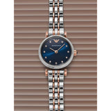 Emporio Armani Gianni T Bar Quartz Blue Dial Two Tone Steel Strap Watch For Women - AR11222