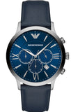 Emporio Armani Giovanni T Bar Chronograph Quartz Blue Dial Blue Leather Strap Watch For Men - AR11226