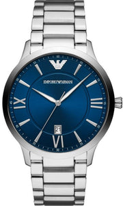 Emporio Armani Giovanni Quartz Blue Dial Silver Steel Strap Watch For Men - AR11227