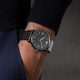 Emporio Armani Kappa Quartz Black Dial Two Tone Mesh Bracelet Watch For Men - AR11228