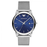 Emporio Armani Luigi Quartz Blue Dial Silver Mesh Bracelet Watch For Men - AR11230