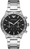 Emporio Armani Mario Chronograph Black Dial Silver Steel Strap Watch For Men - AR11241