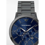 Emporio Armani Giovanni Chronograph Blue Dial Grey Steel Strap Watch For Men - AR11348