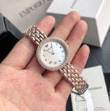 Emporio Armani Rosa Quartz Mother of Pearl White Dial Rose Gold Steel Strap Watch For Women - AR11355