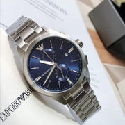 Emporio Armani Claudio Chronograph Blue Dial Silver Steel Strap Watch For Men - AR11541