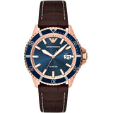 Emporio Armani Pro Planet Three Hand Date Blue Dial Brown Leather Strap Watch For Men - AR11556