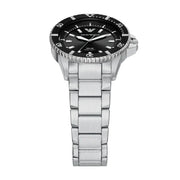 Emporio Armani World Explorer Solar Black Dial Silver Steel Strap Watch for Men - AR11787