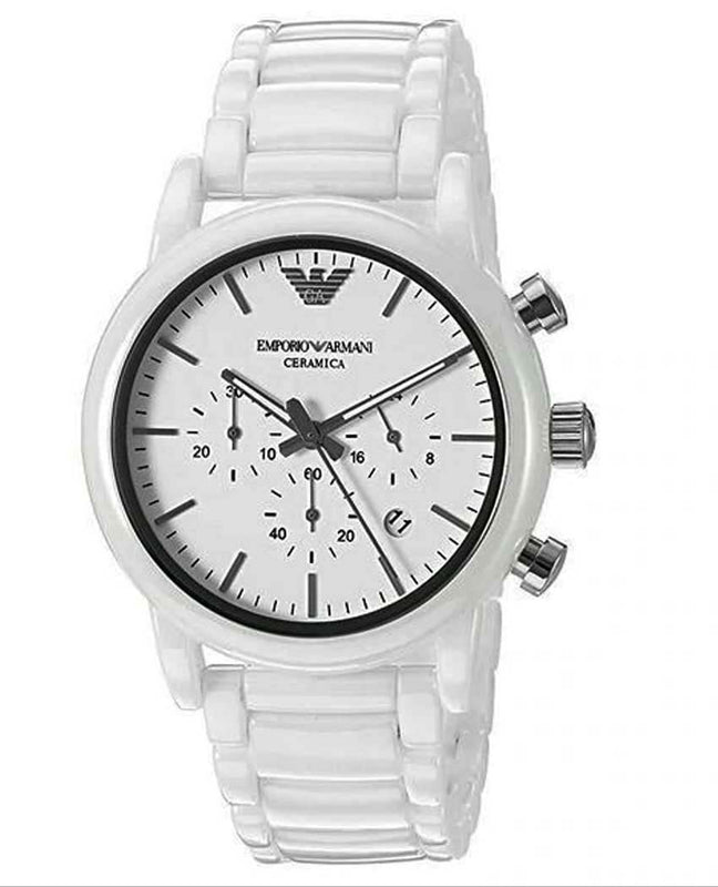 Emporio Armani Luigi Chronograph Ceramic White Dial White Ceramic