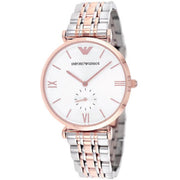 Emporio Armani Retro Silver Dial Two Tone Steel Strap Watch For Men - AR1677