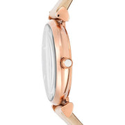 Emporio Armani Gianni T Bar Gunmetal Dial Beige Leather Strap Watch For Women - AR1681